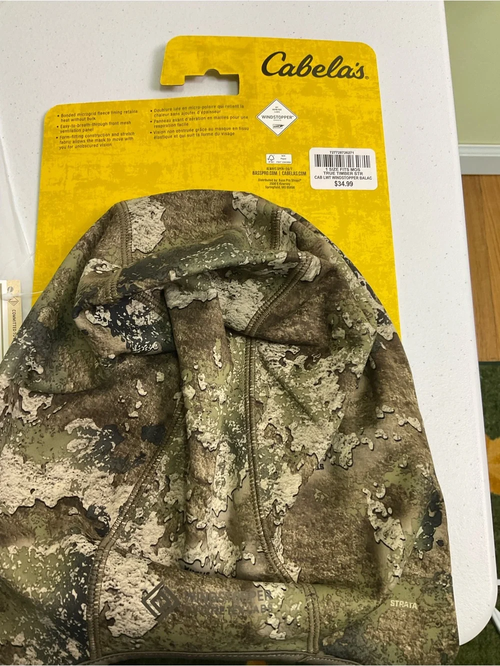 Cabela's Men's Windstopper Balaclava in Brown Green Camouflage